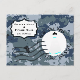 Cartão Postal De Anúncio USN Marinha Salve a Data & Vestido de Noiva