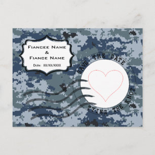 Cartão Postal De Anúncio USN Navy Salvar a Data & Coração