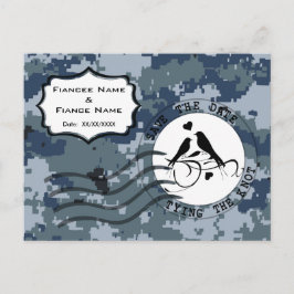 Cartão Postal De Anúncio USN Navy Save the Date e Pombinhos de Amor