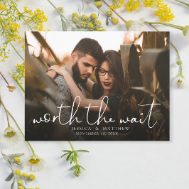 Cartão Postal De Anúncio Valerá a Sobreposição Moderna de Foto de Casamento