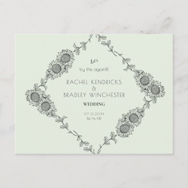 Cartão Postal De Anúncio Vamos Tenta Novamente Esta Data De Alteração Da Ca (Frente)