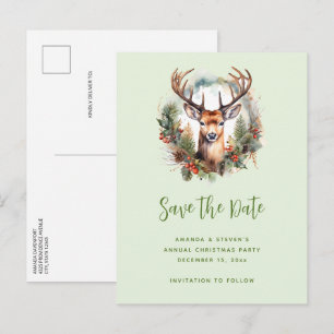 Cartão Postal De Anúncio Veado Marrom com Galhadas Natal Rústico