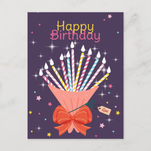 Cartão Postal De Anúncio Velas de Buquê de Aniversário Festivo Celebração