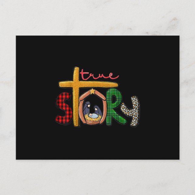 Cartão Postal De Anúncio Verdadeira História Natal Manger Cena de Natividad (Frente)