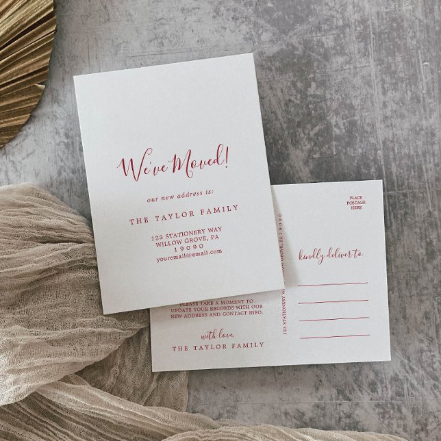 Cartão Postal De Anúncio Vermelho Minimalista, nos movemos (Criador carregado)