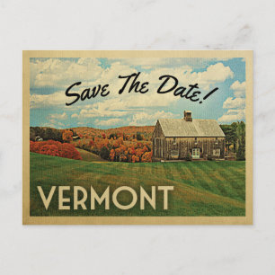 Cartão Postal De Anúncio Vermont Salve A Data Vintage Postcards