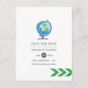 Cartão Postal De Anúncio Viagem Adventure Passport Wedding (Salvar data)