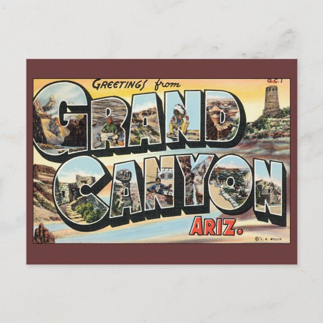 Cartão Postal De Anúncio Viagem Antiga, Grand Canyon, Mudança de Endereço (Frente)