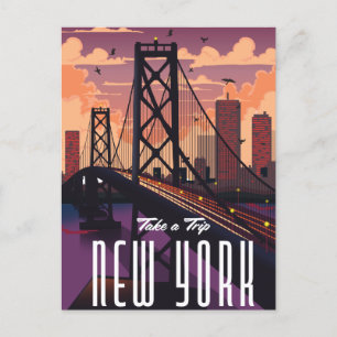 Cartão Postal De Anúncio Viagem Para Nova York