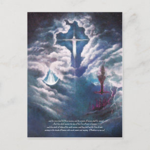 Cartão Postal De Anúncio Vindo sobre as Nuvens do Céu, com Poema no verso