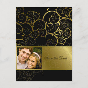 Cartão Postal De Anúncio Vinha Espiral Dourada Ornamental Salvar Cartão-Po