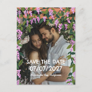Cartão Postal De Anúncio Vinhas de Wisteria Floral Foto Personalizada Casam