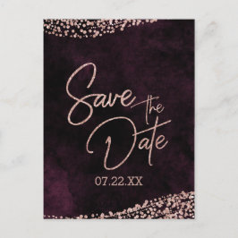 Cartão Postal De Anúncio Vinho de Borgonha e Casamento Dourado de Rosa Salv