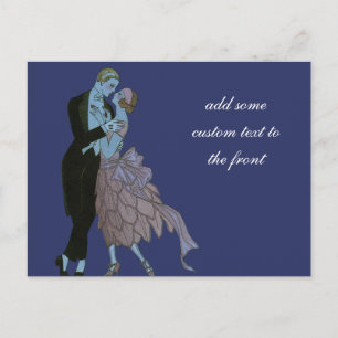 Cartão Postal De Anúncio Vintage Art Deco Newlyweds, Love Wedding Dance