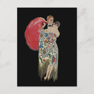 Cartão Postal De Anúncio Vintage Art Deco Romance, Casamento Salve a Data