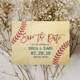 Cartão Postal De Anúncio Vintage Baseball Wedding Salvar Data