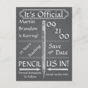 Cartão Postal De Anúncio Vintage Chalkboard Style Retirement Salvar Data