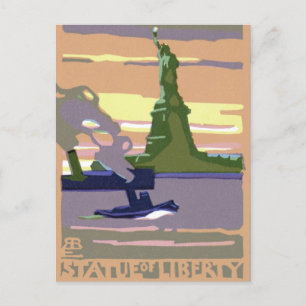 Cartão Postal De Anúncio Vintage Change of Address, Statu of Liberty NYC