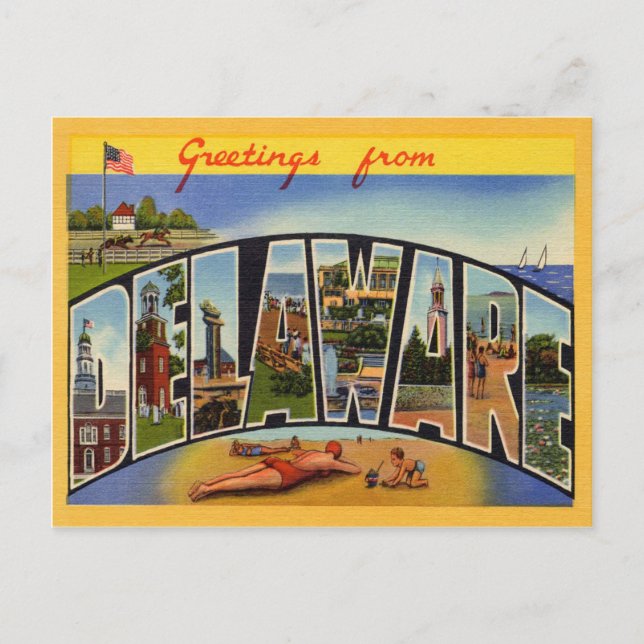 Cartão Postal De Anúncio Vintage Delaware (Frente)