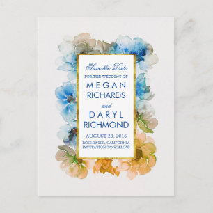 Cartão Postal De Anúncio Vintage Fall Save Date - Floral de Marinho e Doura