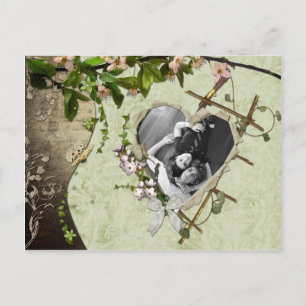 Cartão Postal De Anúncio Vintage Floral Photo Save The Date (Vintage Floral