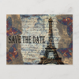Cartão Postal De Anúncio Vintage French Save Date (Vintage francês salva a