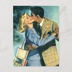 Cartão Postal De Anúncio Vintage Love, Romance, Romântico, Salvar a Data