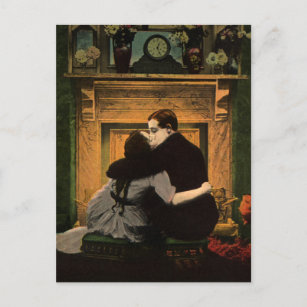 Cartão Postal De Anúncio Vintage Love, Romance, Romântico, Salve a Data