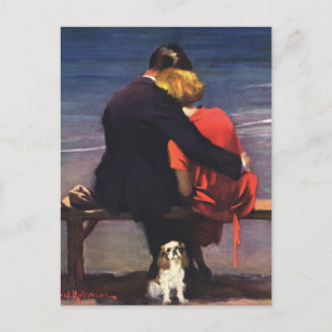 Cartão Postal De Anúncio Vintage Love, Romance, Romântico, Salve a Data