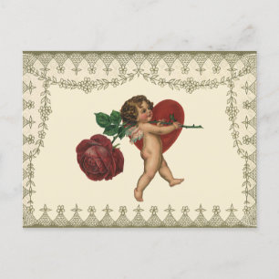 Cartão Postal De Anúncio Vintage Love, Romance, Romântico, Salve a Data