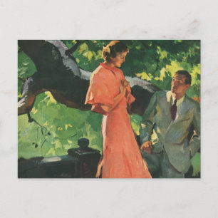 Cartão Postal De Anúncio Vintage Love, Romance, Romântico, Salve a Data