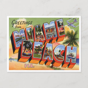 Cartão Postal De Anúncio Vintage Miami Beach