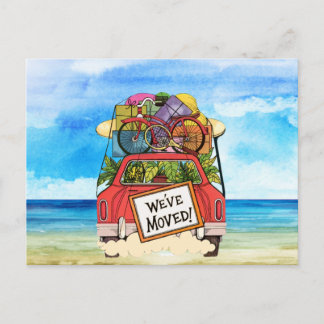 Cartão Postal De Anúncio Vintage New Address Postcard Beach