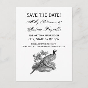 Cartão Postal De Anúncio Vintage Pheasant Game Bird Drawing BW