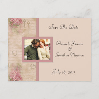 Cartão Postal De Anúncio Vintage Pink Lilacs Salva A Data