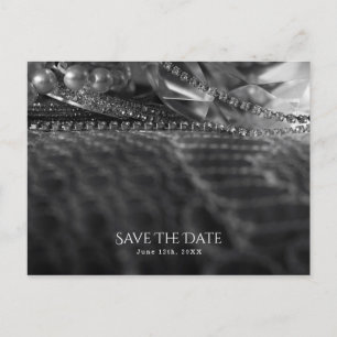 Cartão Postal De Anúncio Vintage Preto e Preto Branco - Pérolas Elegantes S