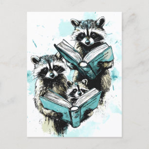 Cartão Postal De Anúncio Vintage Raccoon Readers Club