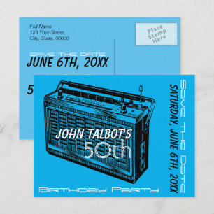 Cartão Postal De Anúncio Vintage Radio 50th festa de aniversário Salvar a