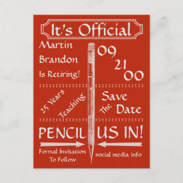 Cartão Postal De Anúncio Vintage Red Retirement Salvar Data