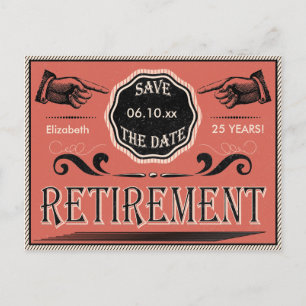 Cartão Postal De Anúncio Vintage Retirement Party Salvar Data