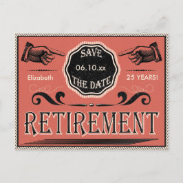 Cartão Postal De Anúncio Vintage Retirement Party Salvar Data