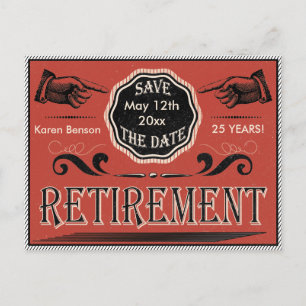 Cartão Postal De Anúncio Vintage Retirement Salvar Data