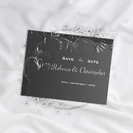 Cartão Postal De Anúncio Vintage Romance Dark Silver Casamento