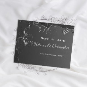 Cartão Postal De Anúncio Vintage Romance Dark Silver Casamento