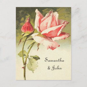 Cartão Postal De Anúncio Vintage Rosa Salve a data
