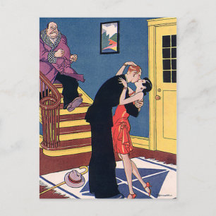 Cartão Postal De Anúncio Vintage Salve a Data, Amor Engraçado e Romance