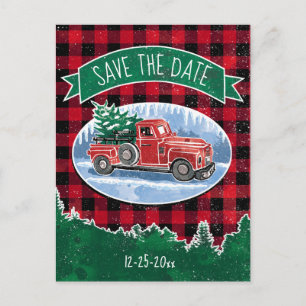 Cartão Postal De Anúncio Vintage Truck Salva A Data