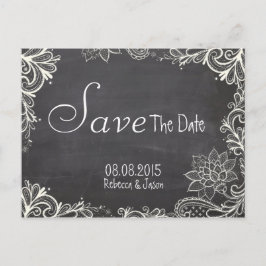 Cartão Postal De Anúncio vintage typografia Chalkboard salvar data