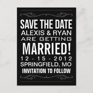 Cartão Postal De Anúncio Vintage Typografia Salve o Cartão-Postal de Data