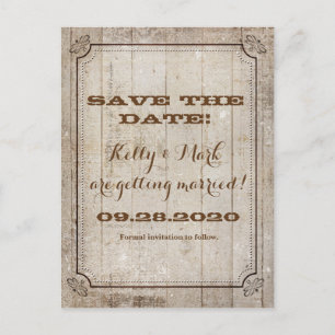 Cartão Postal De Anúncio Vintage White Rustic Wood Casamento